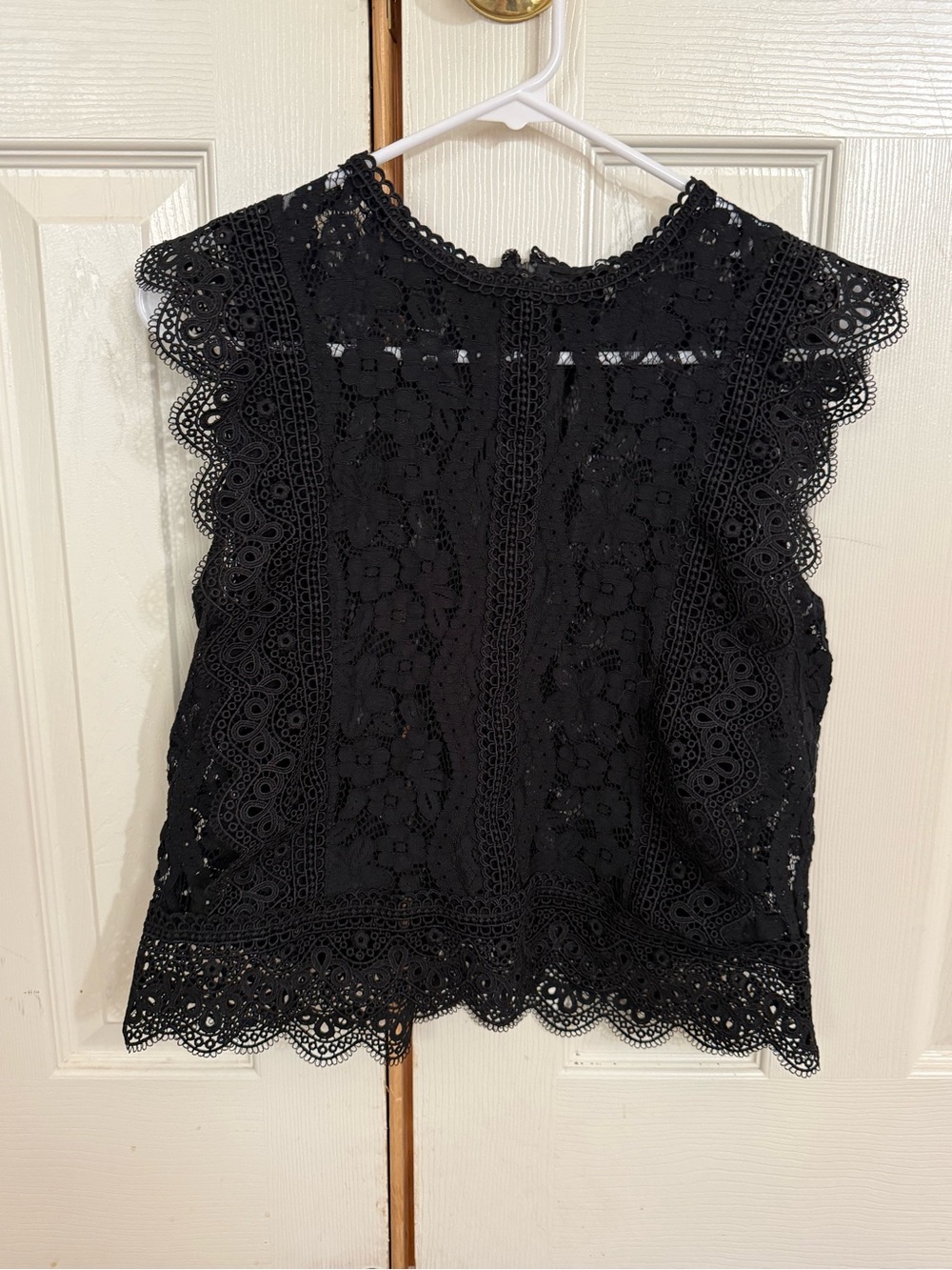 Express Black Lace Crochet Flutter Sleeve Top Medium Romantic Boho